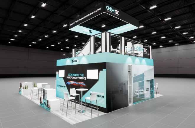 Chemtec 30x30 Custom Double Decker Trade Show Exhibit Back View View