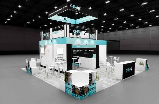 Chemtec 30x30 Custom Double Decker Trade Show Exhibit Side View