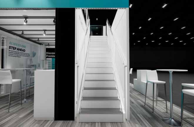 Chemtec 30x30 Custom Double Decker Trade Show Exhibit Stairs View