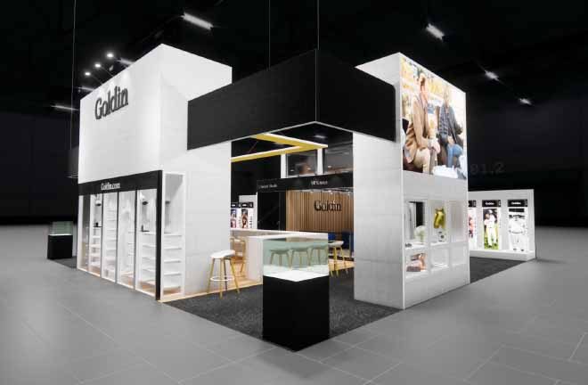 Goldin 40x40 Custom Double Decker Trade Show Exhibit Side View