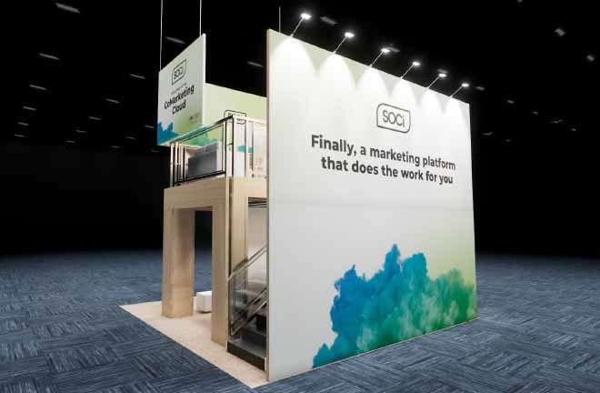 Soci 20x20 Custom Double Decker Trade Show Exhibit Back Side View