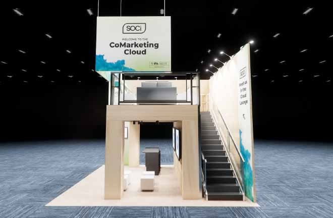 Soci 20x20 Custom Double Decker Trade Show Exhibit Back View