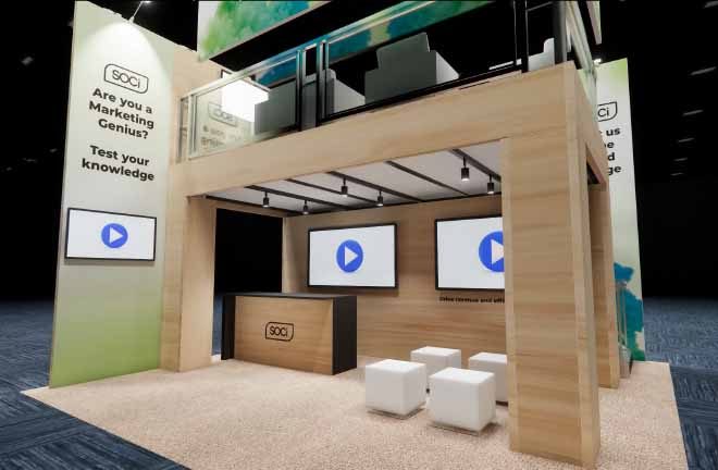 Soci 20x20 Custom Double Decker Trade Show Exhibit Inside View