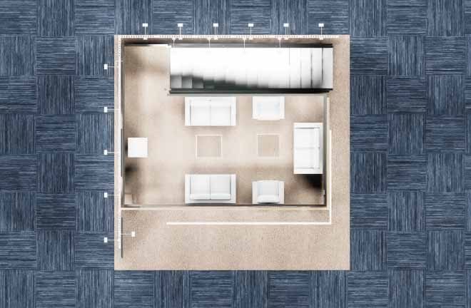 Soci 20x20 Custom Double Decker Trade Show Exhibit Overhead View