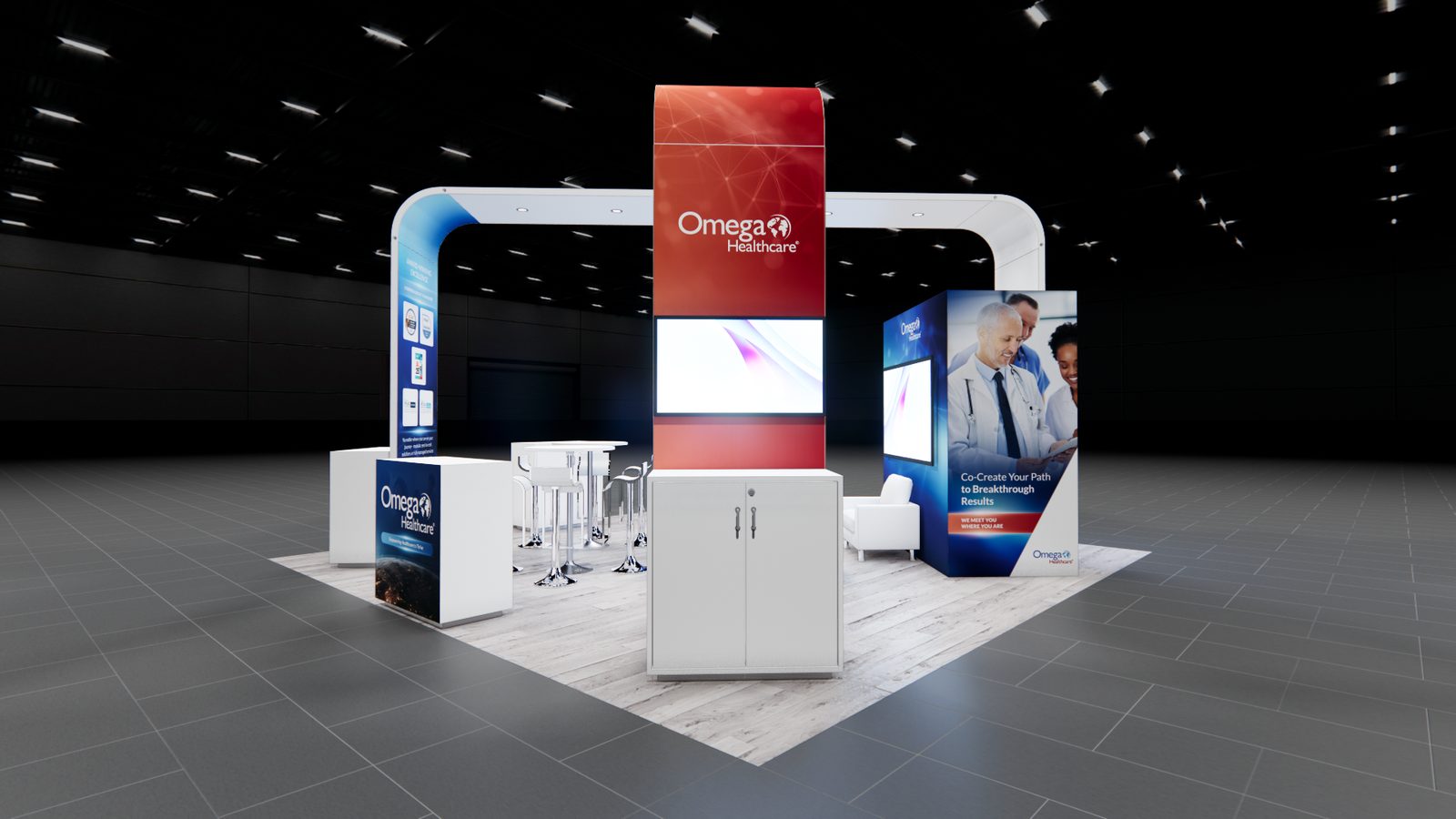 Omega Health 20x20 Trade Show Exhibit Rental 3