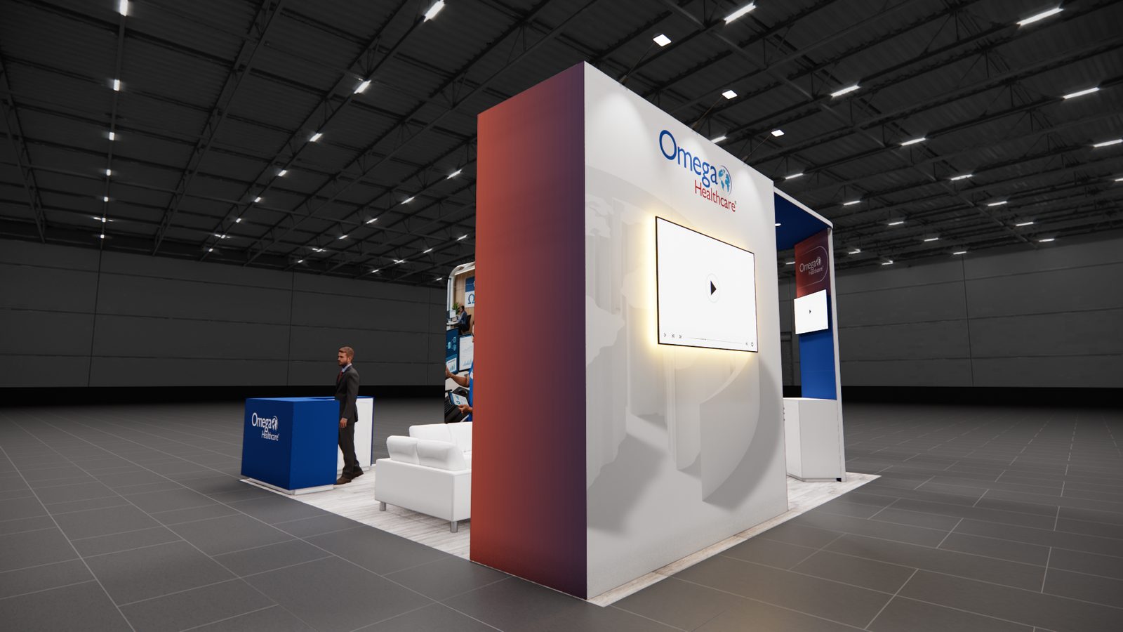 Omega Healthcare 20x20 V2 Trade Show Exhibit Rental 1