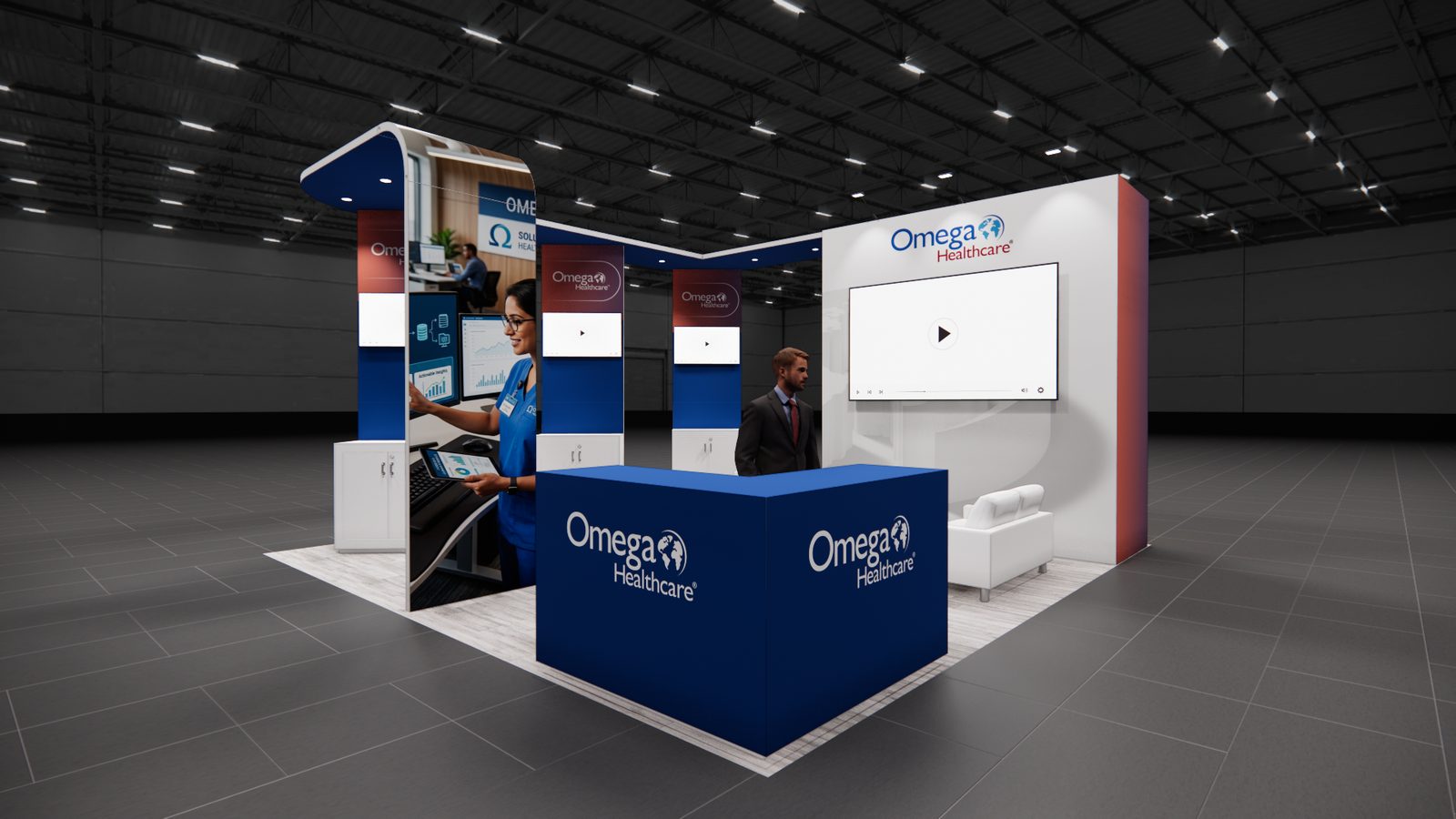Omega Healthcare 20x20 V2 Trade Show Exhibit Rental 3
